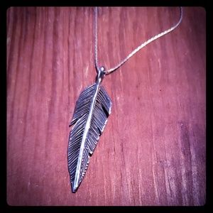 Sterling silver feather necklace